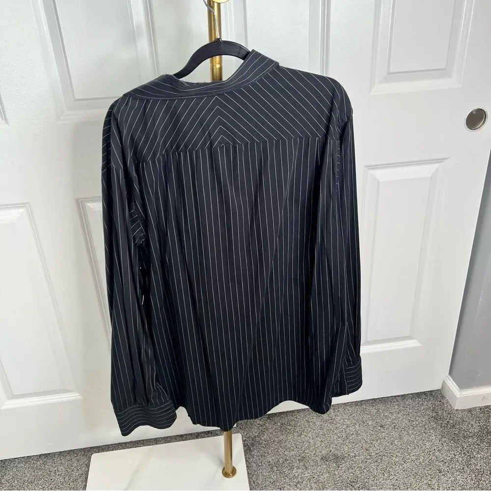 Sz XXL Report Collection Black Striped Dress Shirt